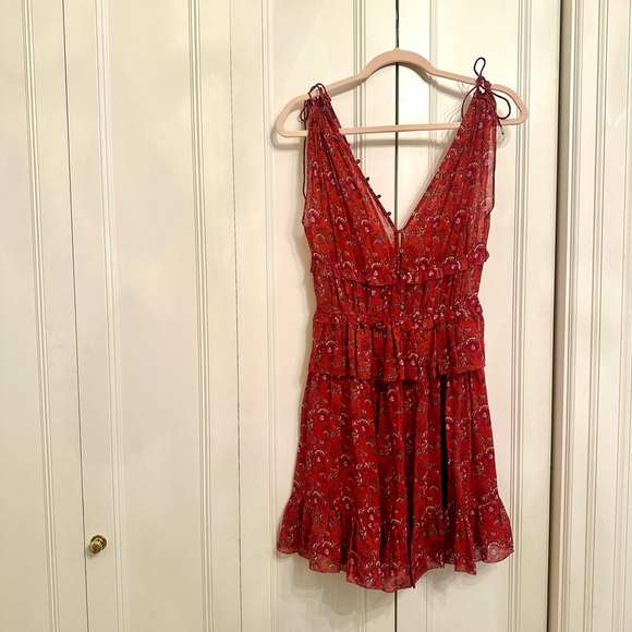 Ulla Johnson Noelle Red Silk Mini Dress Size Small - Picture 2 of 5